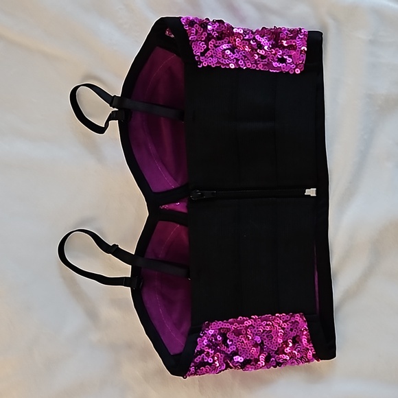 Fuchsia Sequin Bustier Bra Crop Top - Picture 3 of 6